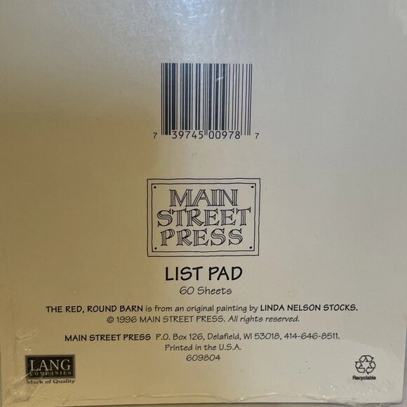 Main Street Press 60 Sheet List Pad The Red Round Barn Linda Nelson Stocks 1996 - Picture 5 of 5